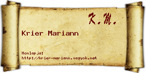 Krier Mariann névjegykártya